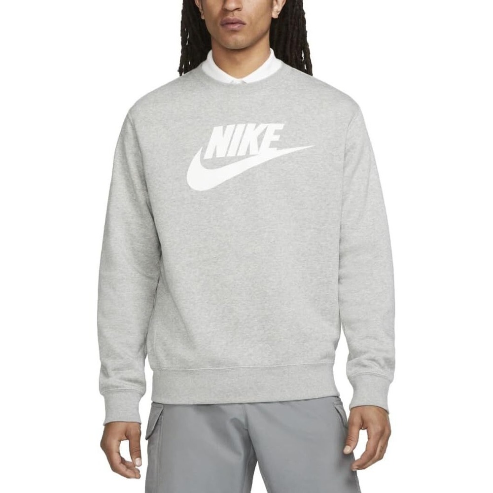 Sz Small NIKE Men's NSW Club Fleece Graphic Crew Sweatshirt Gray DQ4912-063